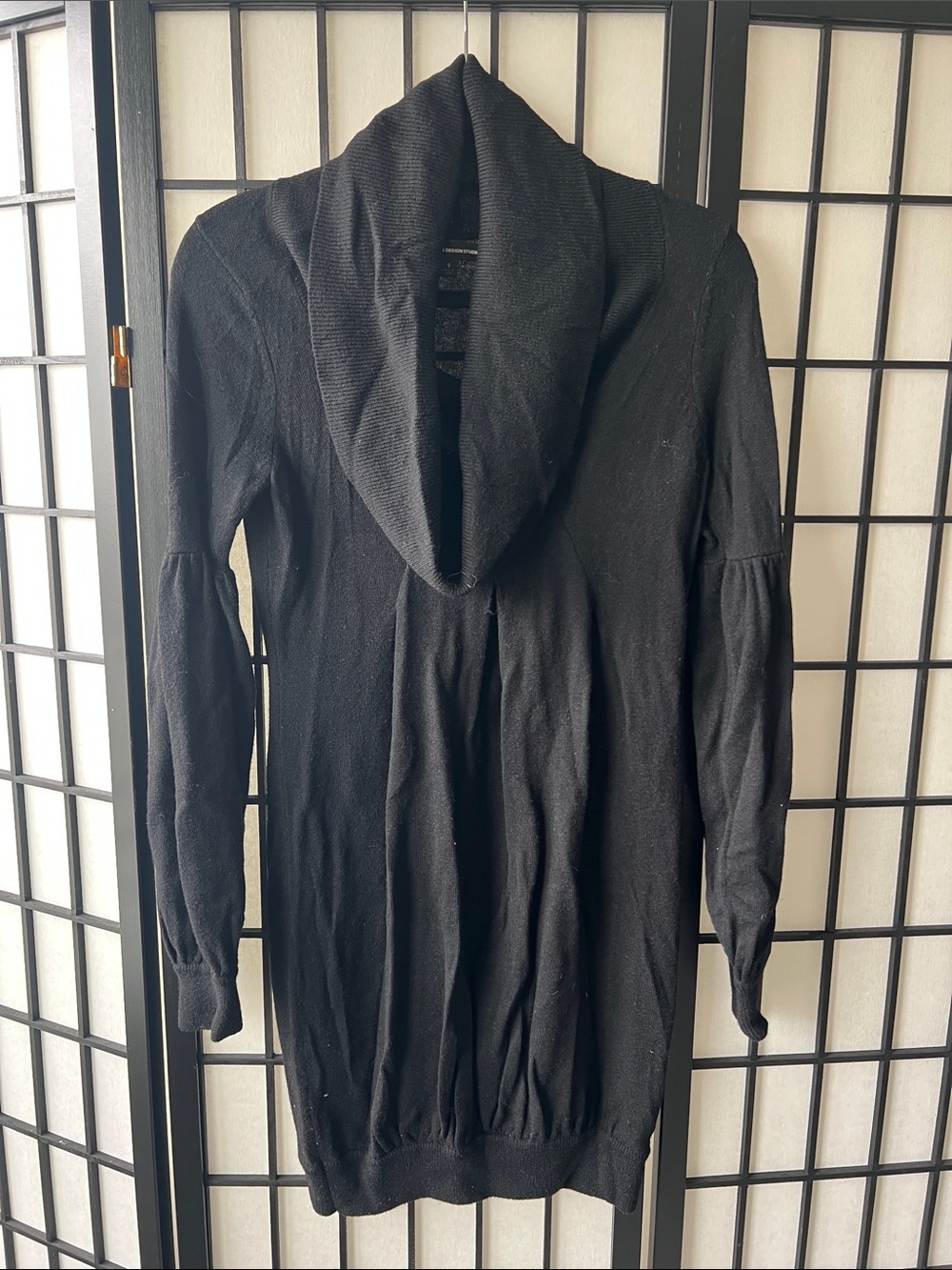 Express Black Knit Hooded Longline Dress